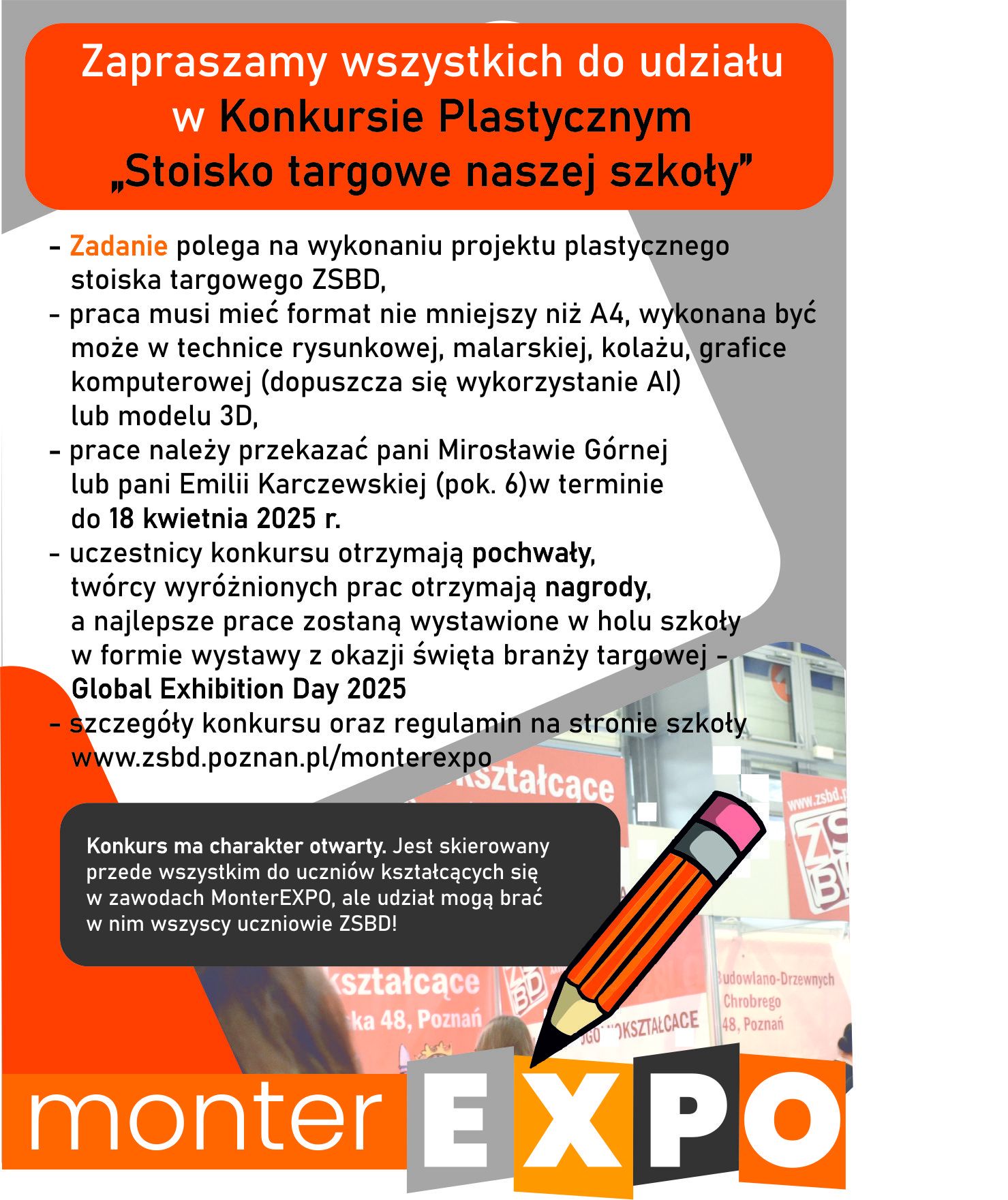 Konkursy kreatywne o tematyce expo: "Stoisko targowe naszej szkoły"